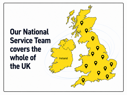 Our national service team covers the whole of the uk map