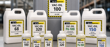 Vacair range of vacuum pump oils mineral, fully synthetic, food grades