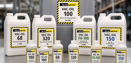 Vacair range of vacuum pump oils mineral, fully synthetic, food grades