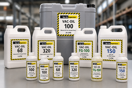 Vacair range of vacuum pump oils mineral, fully synthetic, food grades Vacair range of vacuum pump oils mineral, fully synthetic, food grades